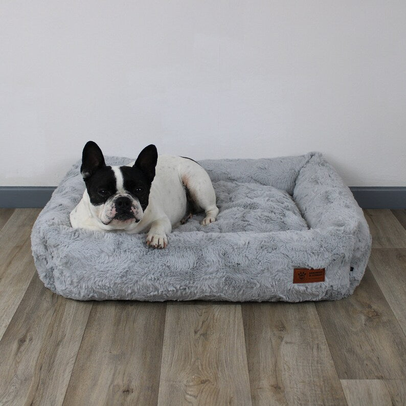 Dog bed cuddle bed deluxe orthopedic from HS-Hundebett, color light grey