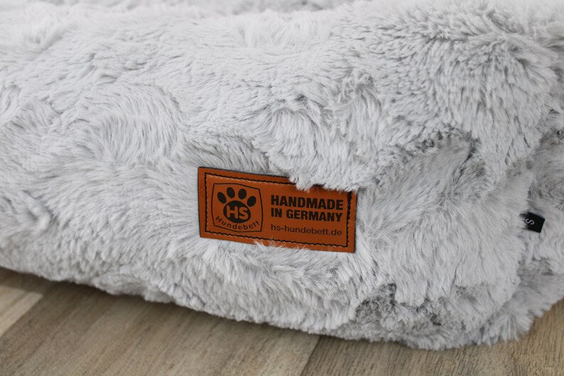 Dog bed cuddle bed deluxe orthopedic from HS-Hundebett, color light grey