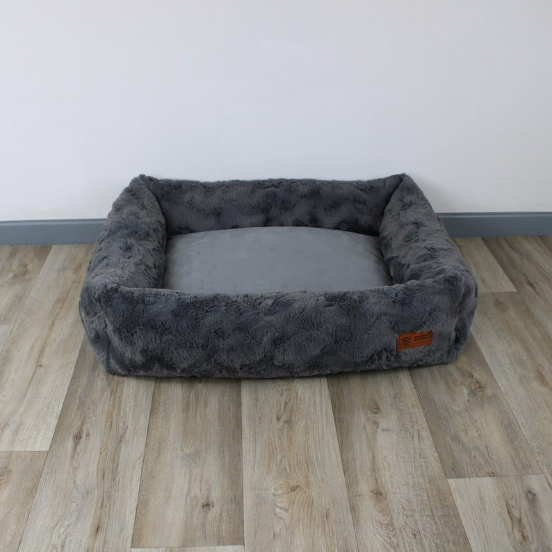 Dog bed cuddle bed deluxe orthopedic from HS-Hundebett, color light grey