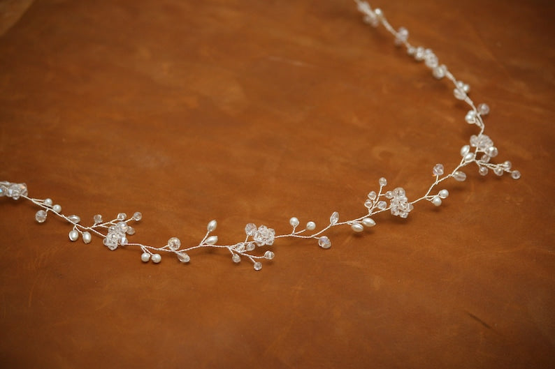 Bridal hair vine long hair vine wedding headband bridal headpiece bridal headband wedding hair vine headband long headpiece wedding wreath