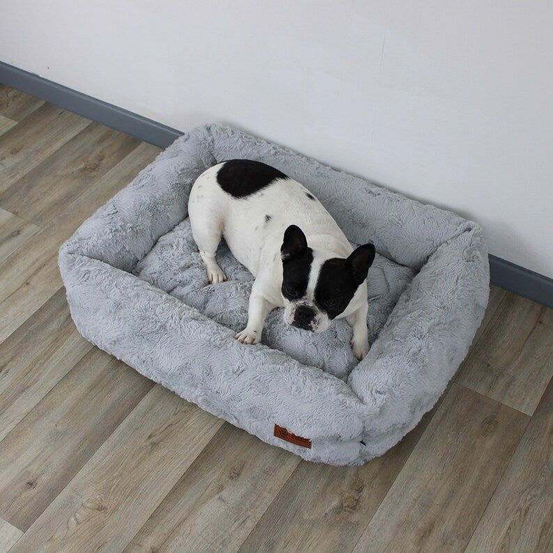 Dog bed cuddle bed deluxe orthopedic from HS-Hundebett, color light grey